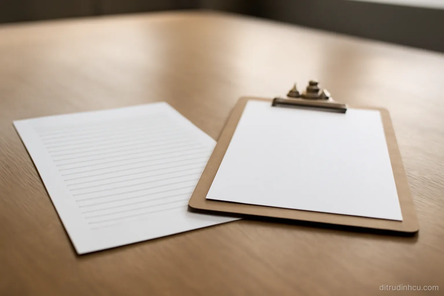 a printed list on a clipboard next to a longer handwritten list on loose paper, both lying on a desk